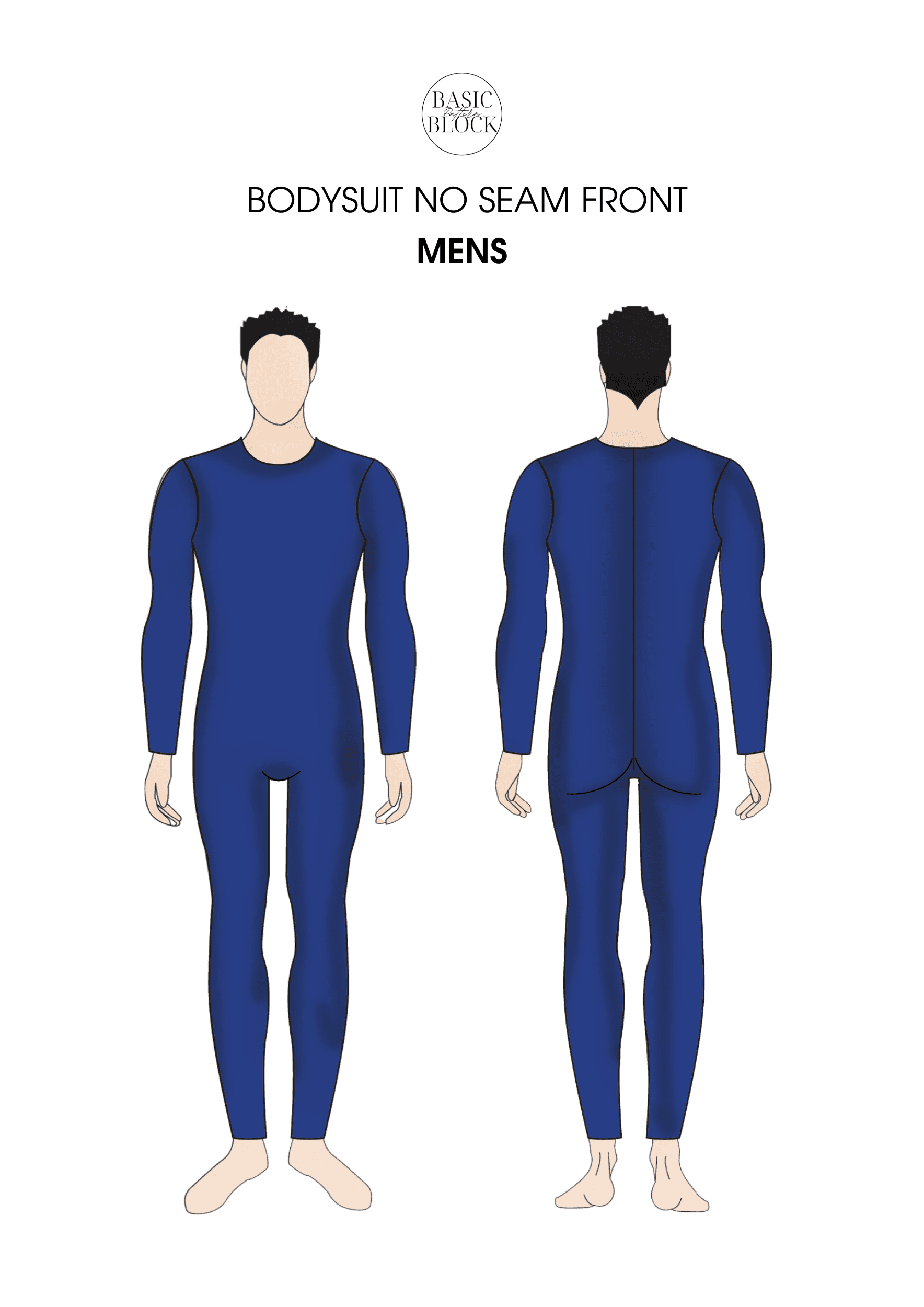 Men Bodysuit & Leotard | Sewing Pattern Block BUNDLE | Knitted | XXS-6XL - Basic Pattern Block