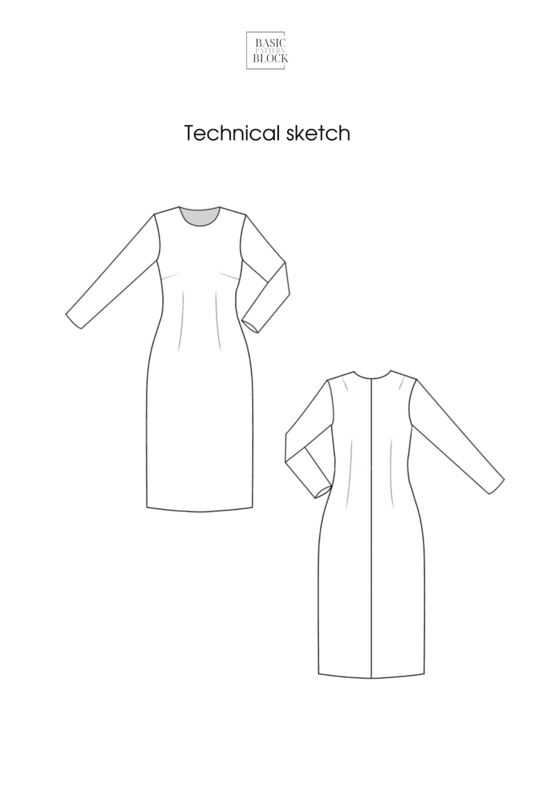 Basic Dress without Waist Seam Sewing Pattern Block |  XS- 6XL | Woven - Image 5