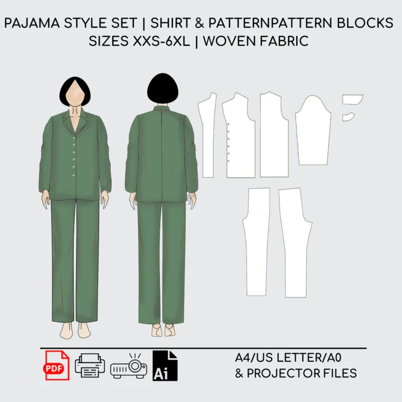 Pajama Style Sewing Pattern Block Set | XXS-6XL