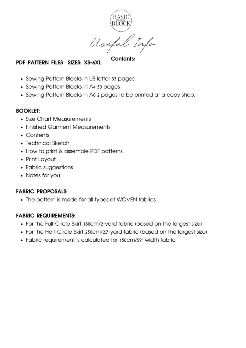 Skirt Pattern Full & Half Circle Block | XXS-6XL | Woven Garments - Image 7