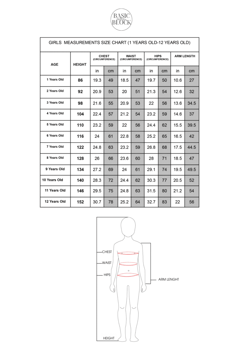 Girls Dress | Sewing Pattern Block | Woven | 1-12 - Basic Pattern Block