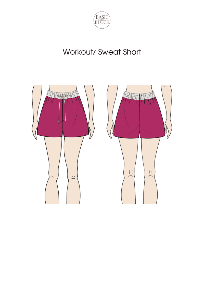 Workout Sweat Shorts | Sewing Pattern Block | Knitted | XXS-3XL - Basic Pattern Block