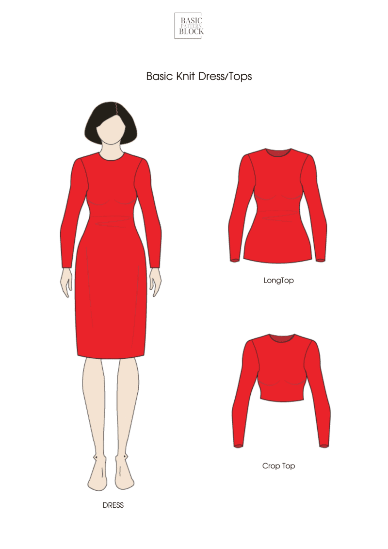 Knit Dress Bundle | Sewing Pattern Block | Knitted | XXS-6XL - Image 4