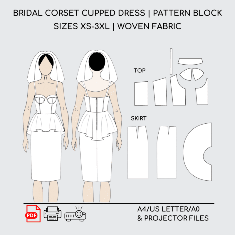 Bridal Corset Dress | Sewing Pattern Block | Woven | XS-3XL