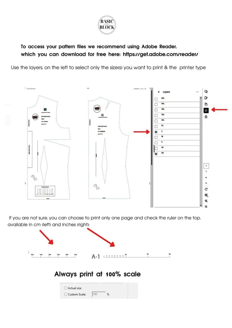 Cooking Apron | Sewing Pattern | Woven | XS-2XL - Basic Pattern Block