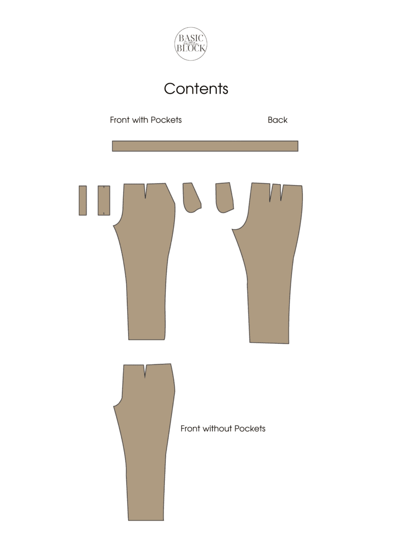 Basic Pants Sewing Pattern Block | Woven | XXS-6XL - Basic Pattern Block