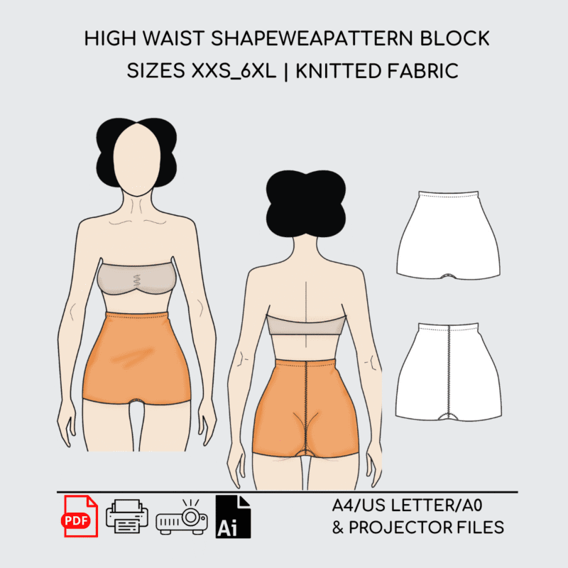 High Waist Shapewear | Sewing Pattern Block | Knitted | XXS-6XL