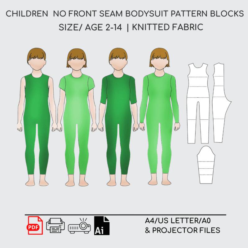 Children's Seamless Bodysuit Pattern | | Ages 2-14 | Sleeve Variations
