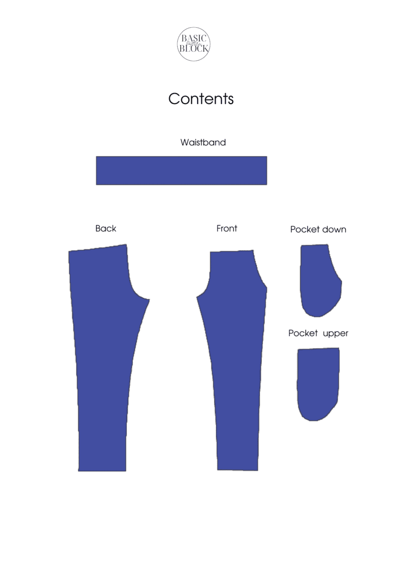 Children Jogger Pants Sewing Pattern Block | Knitted | Age 6-16 - Basic Pattern Block