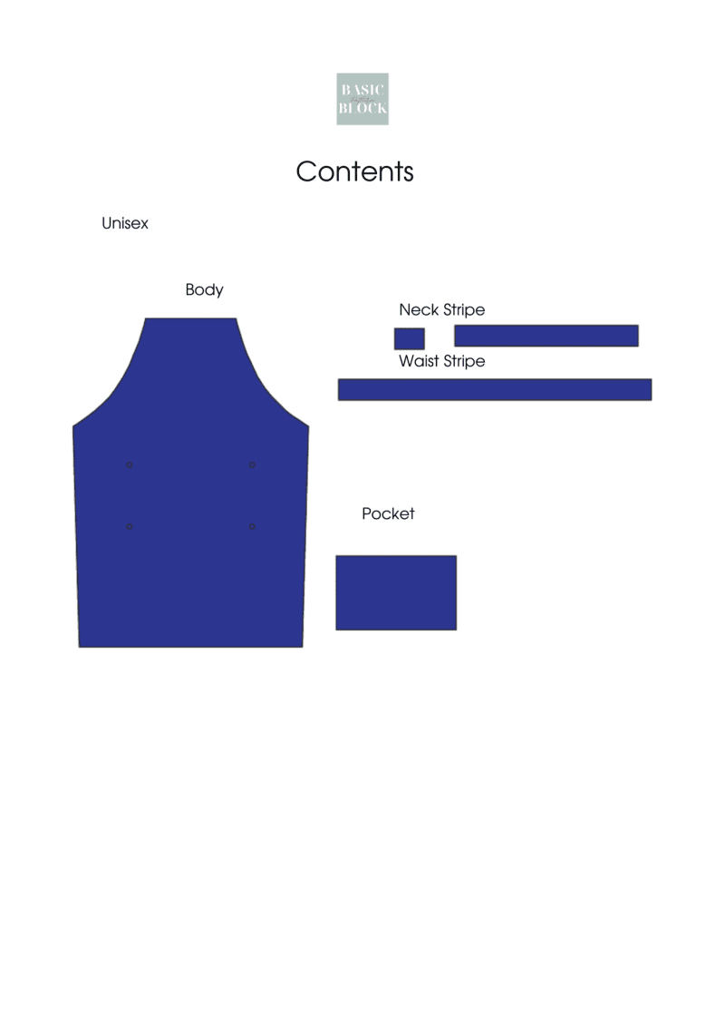 Cooking Apron | Sewing Pattern | Woven | XS-2XL - Basic Pattern Block
