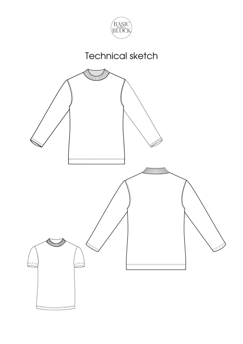 Men Bodice | Long Sleeve & Short Sleeve | Sewing Pattern Block | Knitted | XS-6XL - Basic Pattern Block